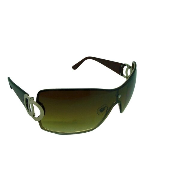 NYS Collection Womens Sunglasses Gold Circle Bling Square Gradient Bronze Lens - Picture 3 of 11